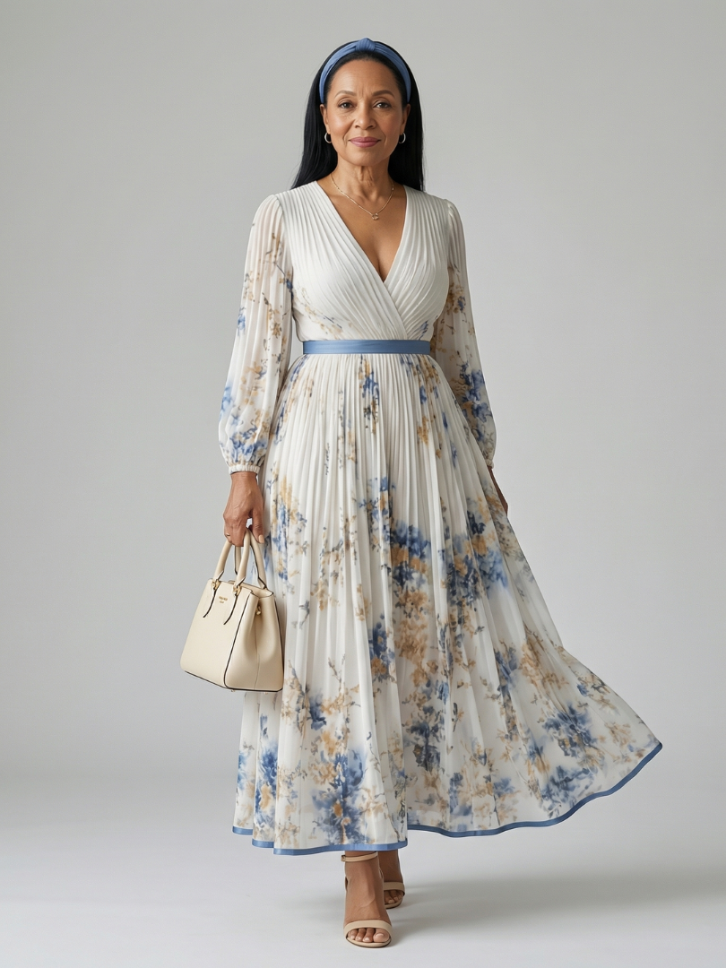 Eva | Vestido midi cruzado plisado