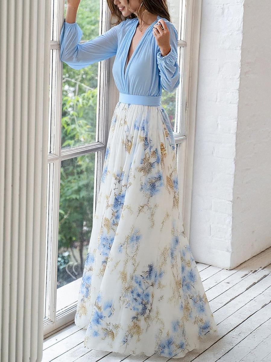 Éléonore – Vestido largo elegante con estampado floral