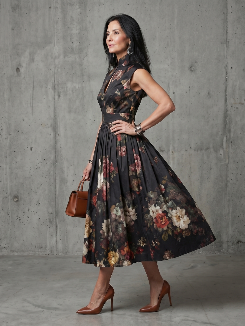 Mónica | Vestido midi plisado floral