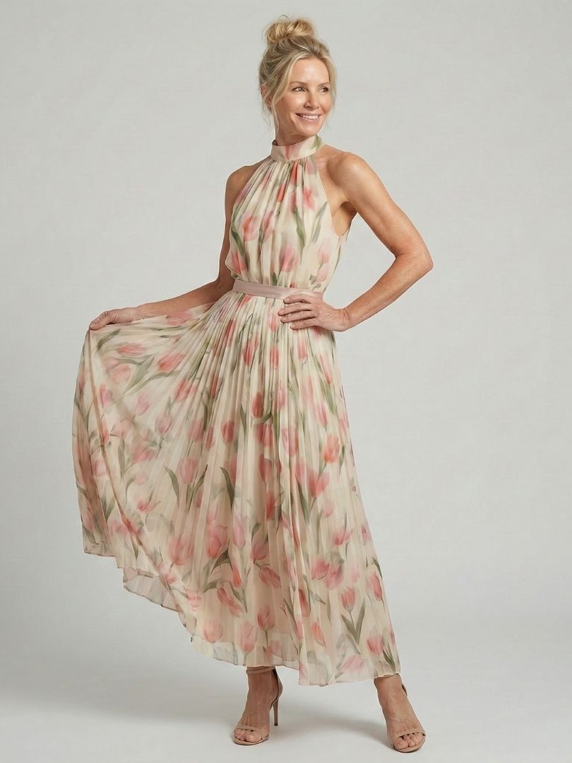 Reyna | Vestido midi halter floral