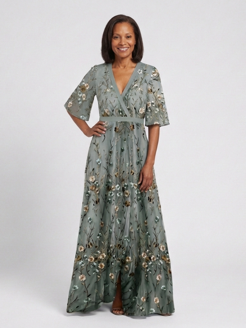 Élodie – Vestido largo floral con escote en V