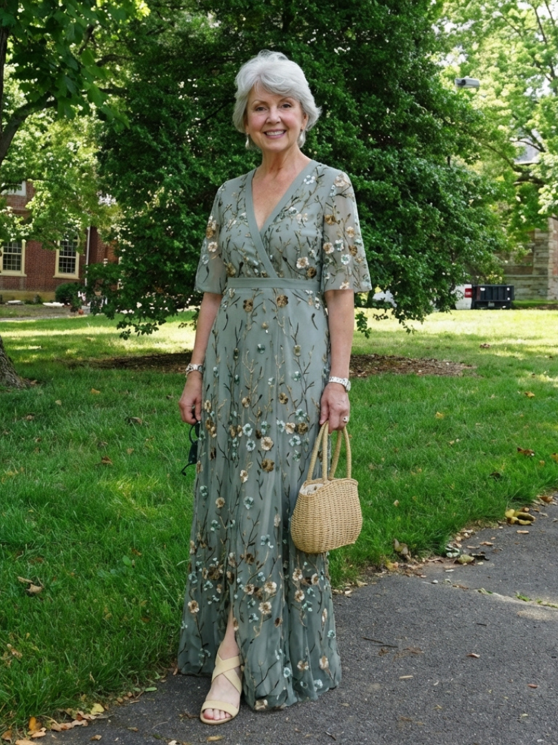 Élodie – Vestido largo floral con escote en V