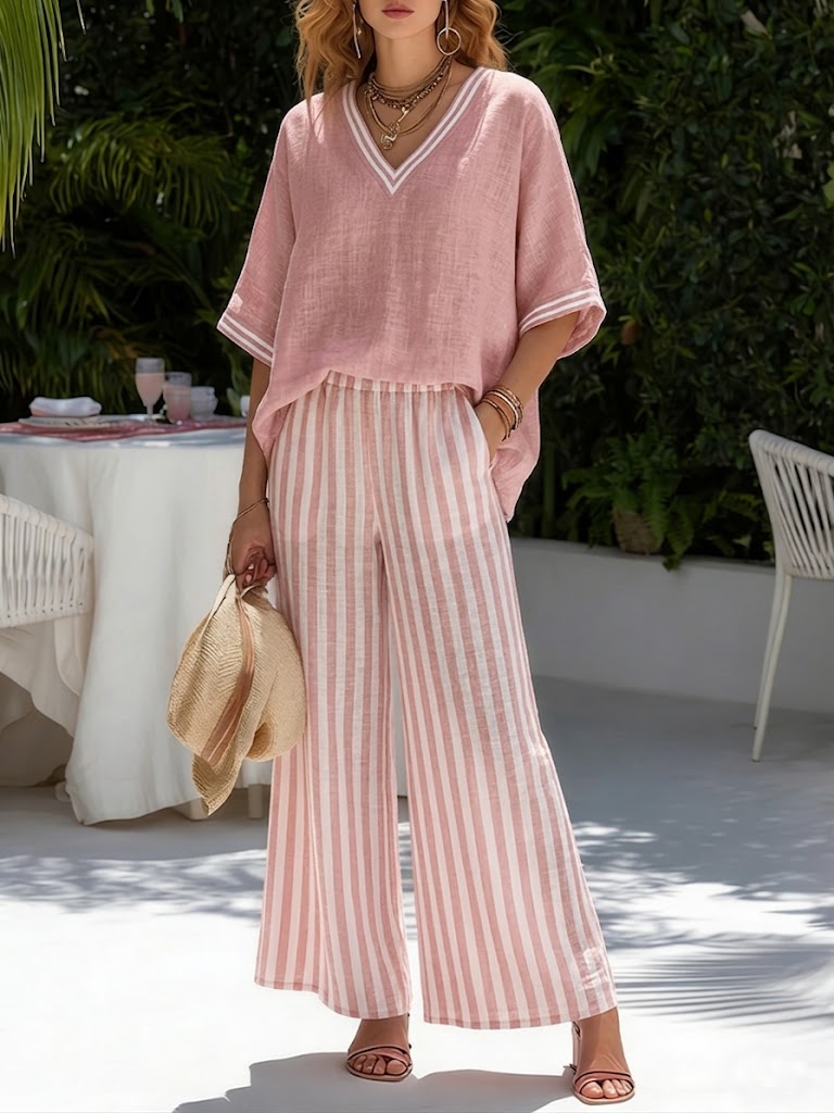 Amaya | Conjunto de lino a rayas, fresco y elegante