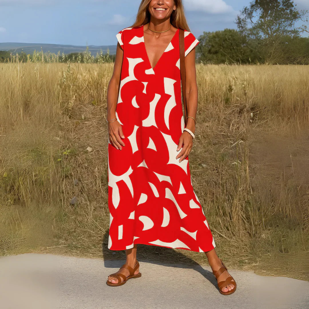 Olivia - Vestido Cómodo y Elegante con Estampado Abstracto