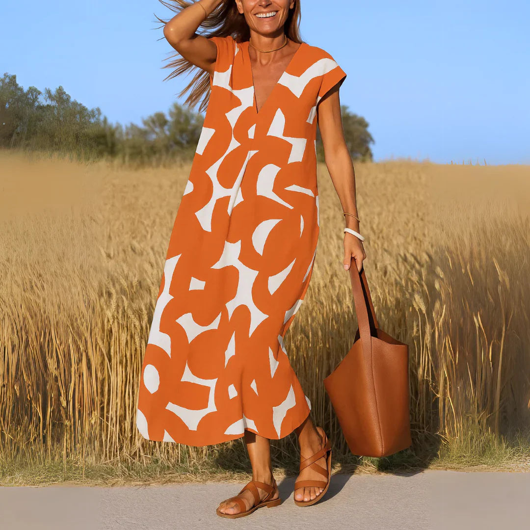 Olivia - Vestido Cómodo y Elegante con Estampado Abstracto