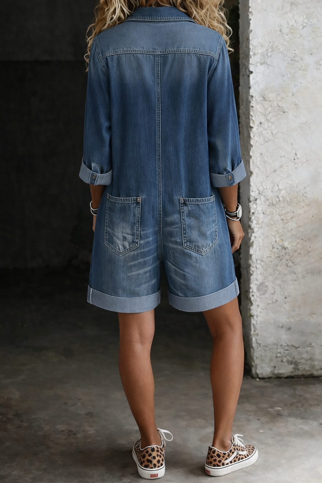 Nora | Mono de Denim Casual con Pantalones Cortos
