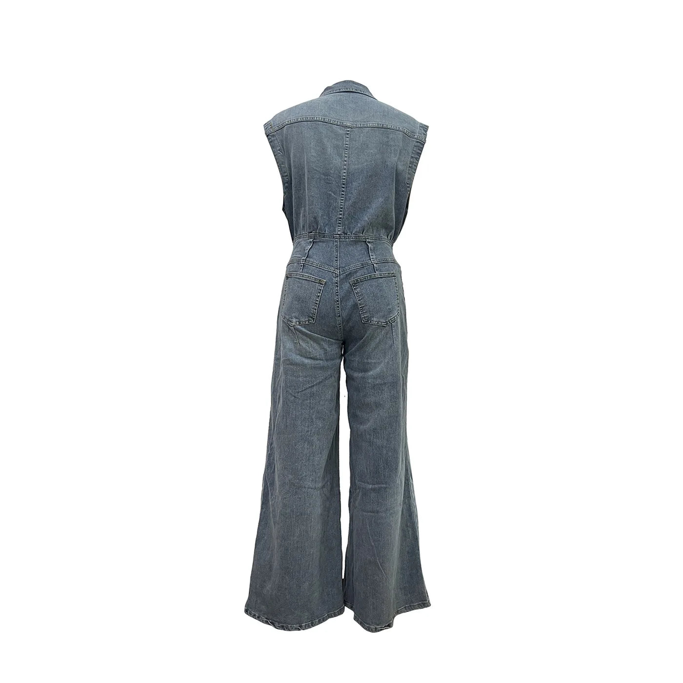 Stella | Mono de mezclilla de pierna ancha con cintura ceñida