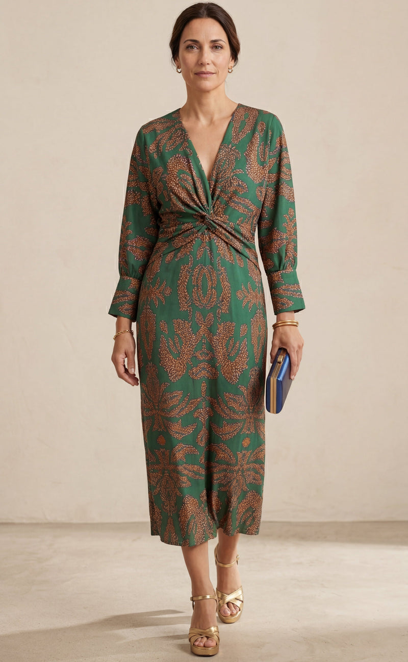 Isadora™ – Vestido Midi Elegante con Estampado de Encanto Atemporal
