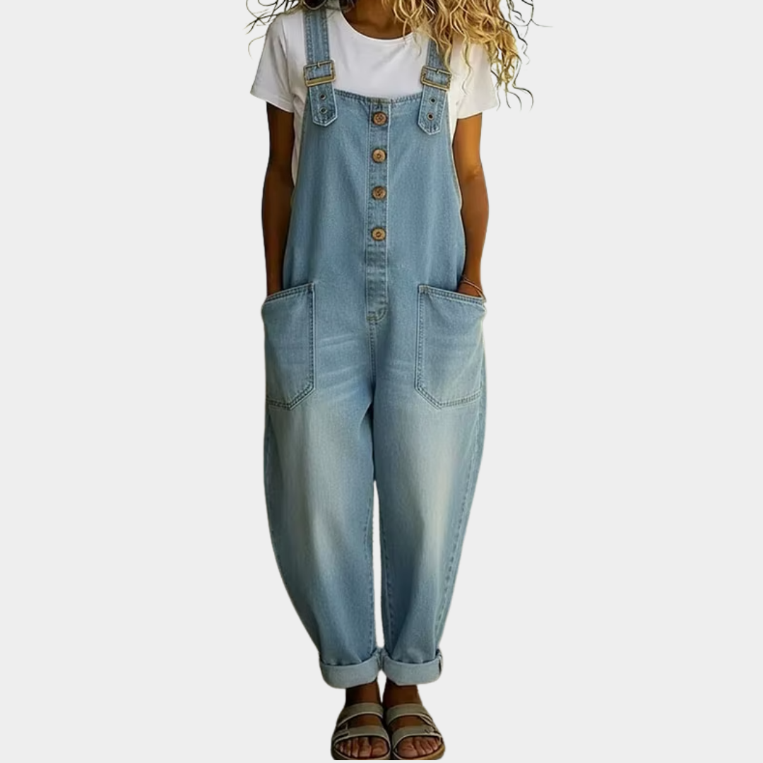 Saylor | Overoles de aspecto vintage en denim suave con tirantes ajustables
