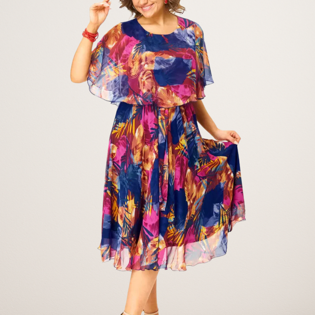 Barbara | Vestido de gasa fluido de talla grande con caída ligera